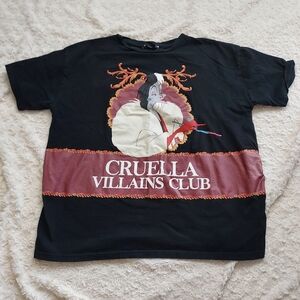 Zara + Disney Cruella Villains Club Black Tee Medium 101 Dalmatians